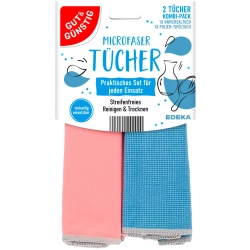 Gut & Günstig Microfaser Tücher Ścierki do czyszczenia szyb, luster, powierzchni szklanych 2szt