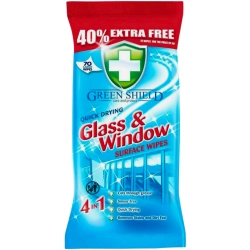 Green Shield Glass & Window Chusteczki do czyszczenia szyb i luster 50+20szt GRATIS