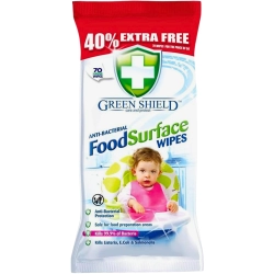 Green Shield FoodSurface Chusteczki do czyszczenia wszelkich powierzchni Antybakteryjne 50+20szt GRATIS